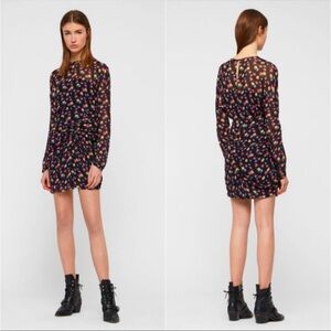 ALLSAINTS NWOT Floral Rylie Kukio Shirred Lined Mini Dress Size US 6